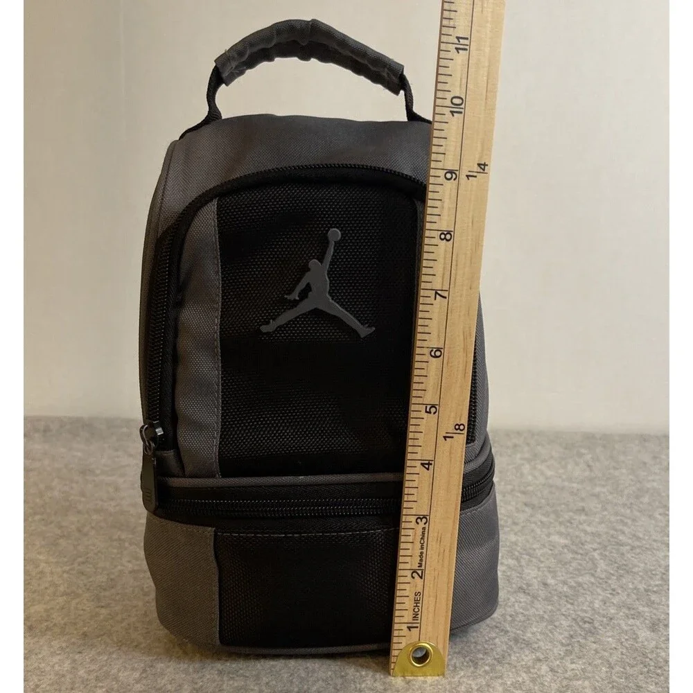 Nike Jordan Grey and Black Small Lunch Bag with Handle and Compartments